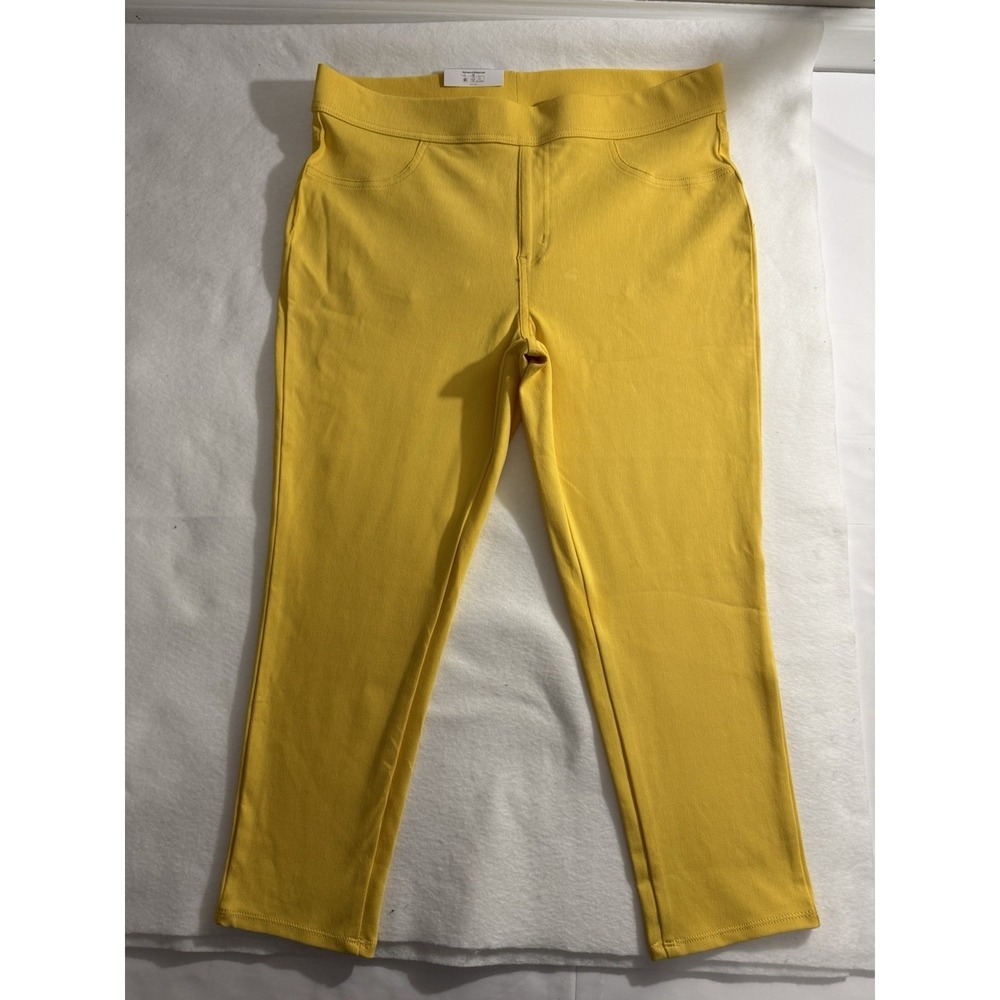TIME TRU Women's Elastic Waist Yellow Stretchy Casual Pants Size XL